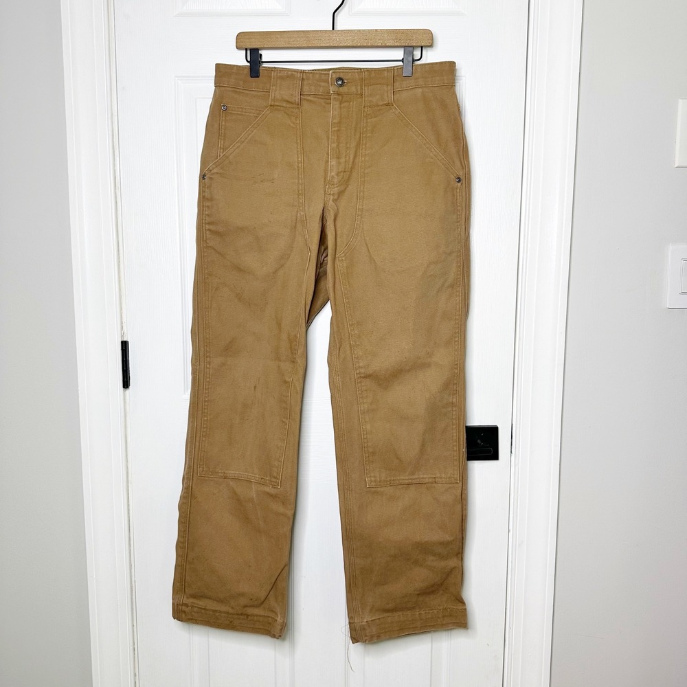 Duluth Trading Co Double Front Work Pants Mens 34x34 Brown Canvas Utility